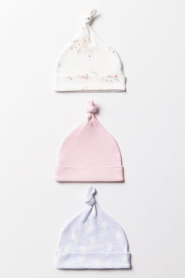 3PK HATS BUNNY GIRL PINK