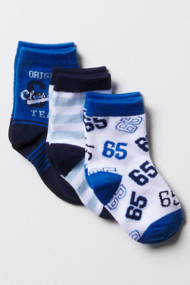 3 Pack Sport Socks Blue