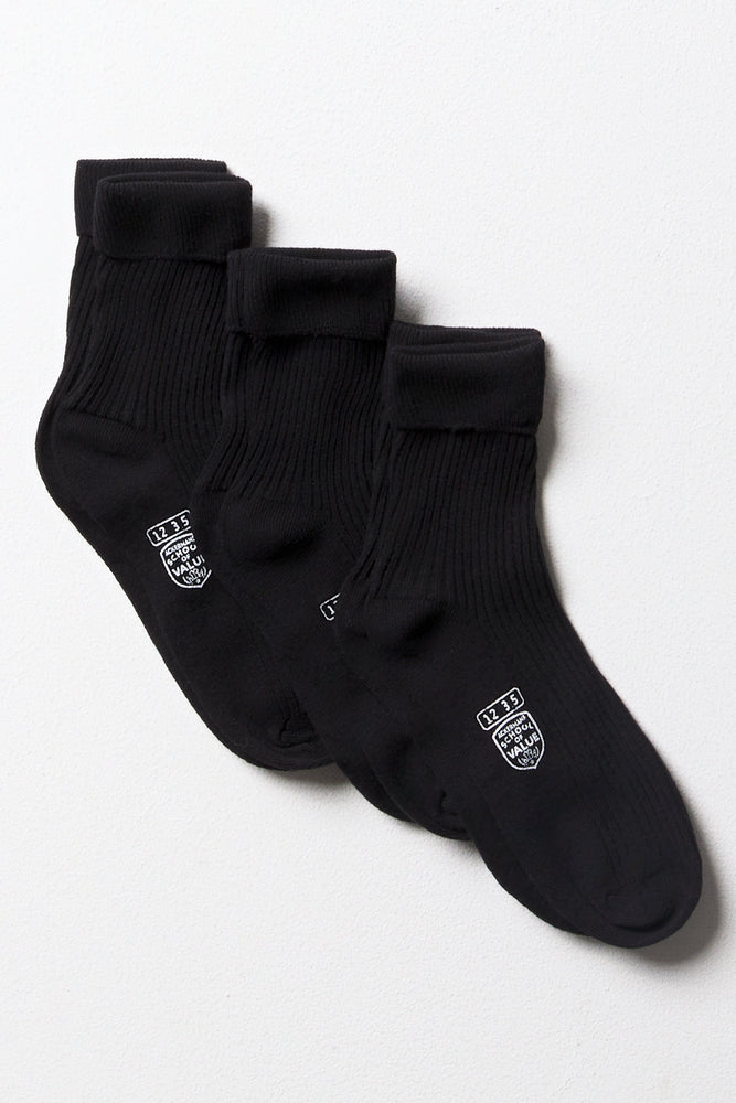 3 Pack Black Ankle Socks