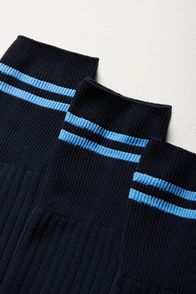 3 Pack Long Stripe Socks Navy