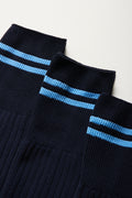 3 Pack Long Stripe Socks Navy (1)