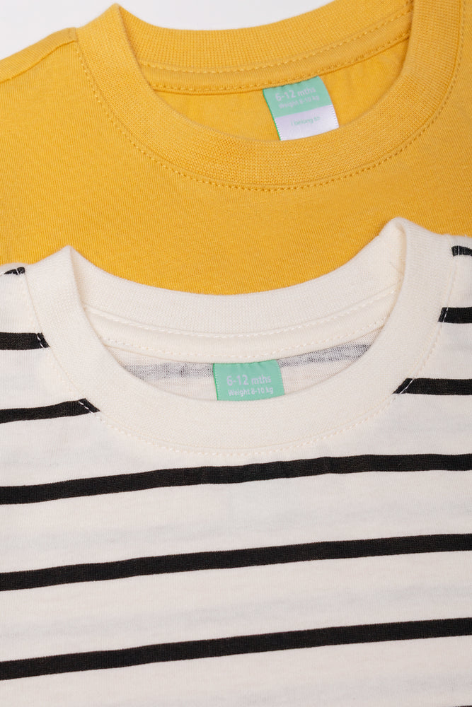 2 Pack T-Shirts Yellow And White