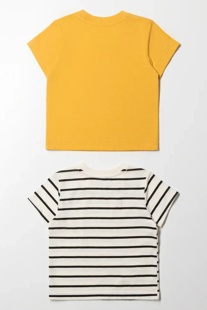 2 Pack T-Shirts Yellow And White (2)