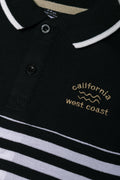 Stripe Short Sleeve Golfer White And Black (1)