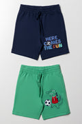 2 Pack Knit Shorts Navy And Green
