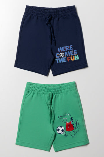 2 Pack Knit Shorts Navy And Green