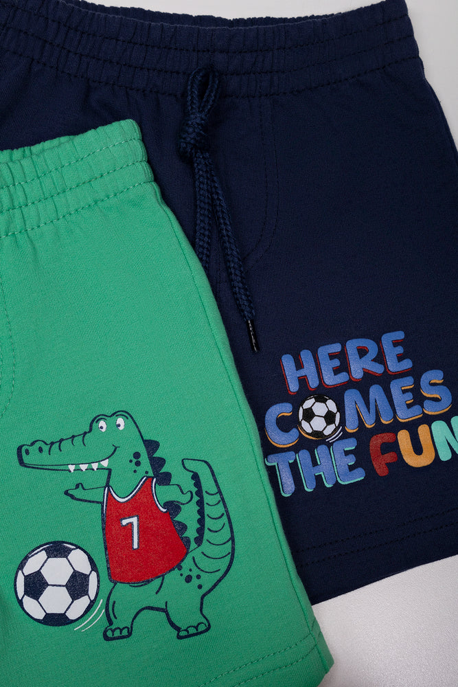 2 Pack Knit Shorts Navy And Green (1)
