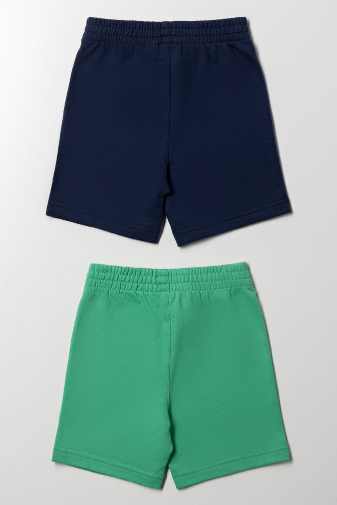 2 Pack Knit Shorts Navy And Green (2)