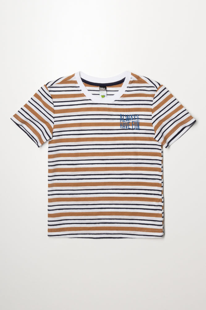 Stripe Short Sleeve T-Shirt Natural And Black