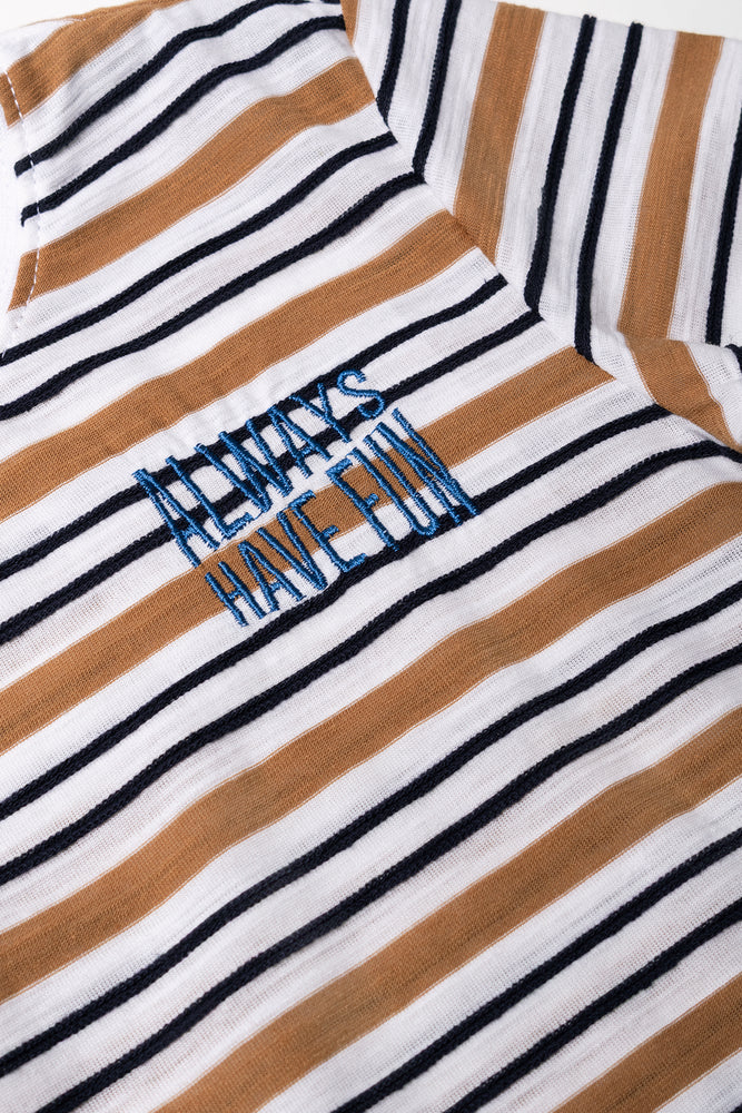 Stripe Short Sleeve T-Shirt Natural And Black