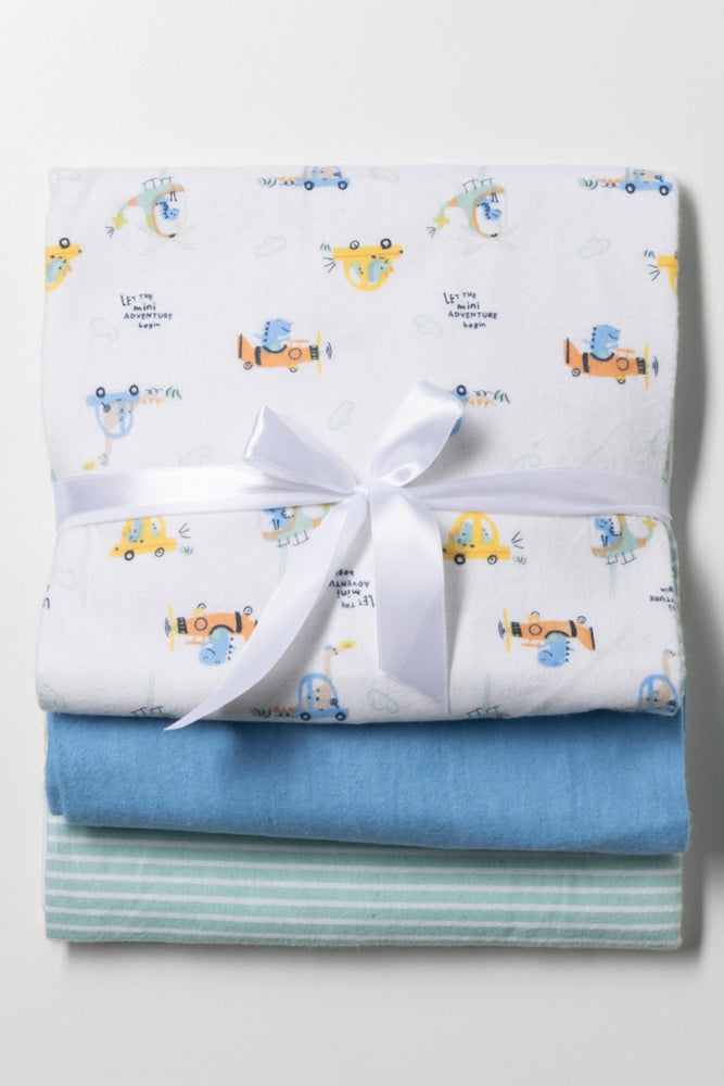 Dino 3 Pack Receiver Blanket Blue