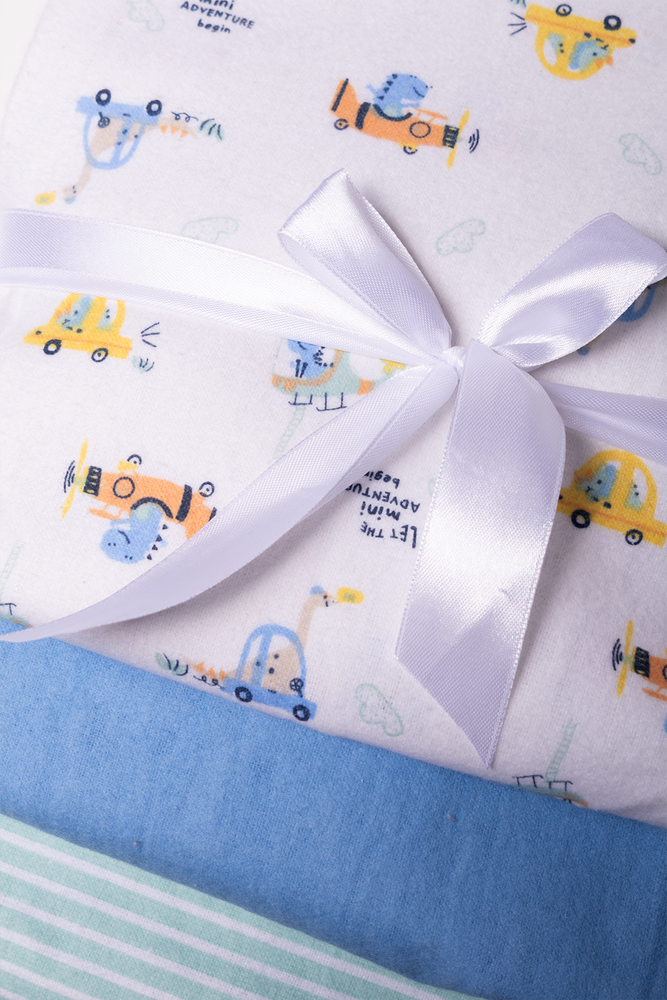 Dino 3 Pack Receiver Blanket Blue