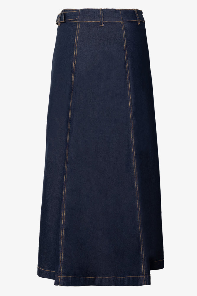 Denim Wrap Skirt Dark Blue