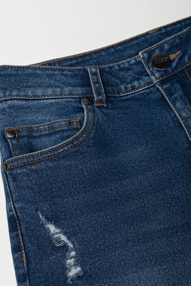 Rip And Repair Skinny Denim Jean Dark Blue (1)
