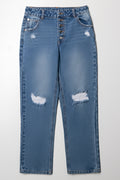 Straight Leg Denim Jeans Blue