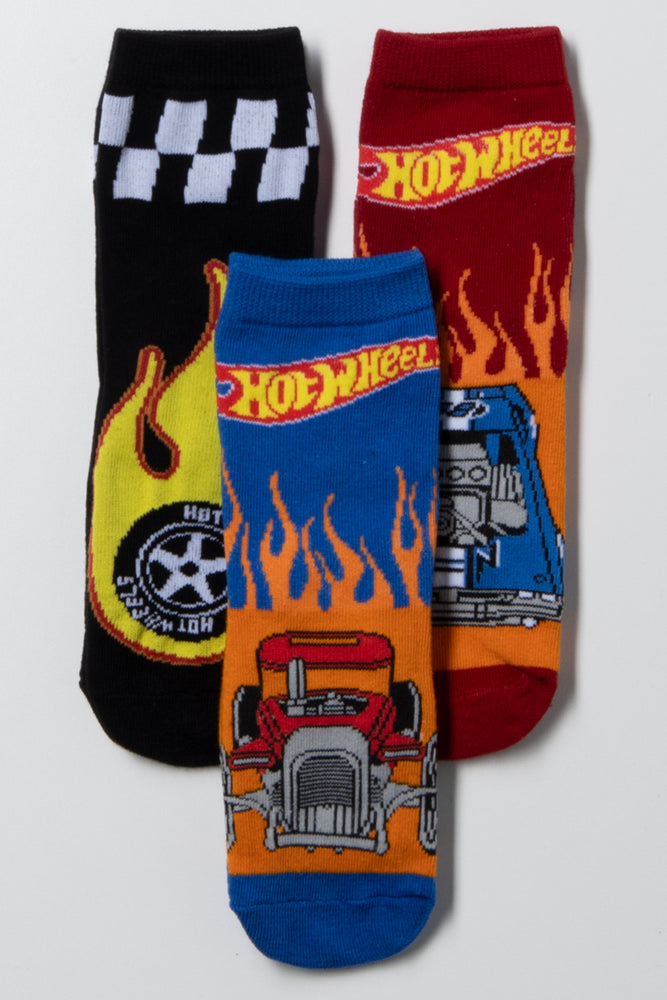Hot Wheels 3 Pack Socks Black, Blue And Red