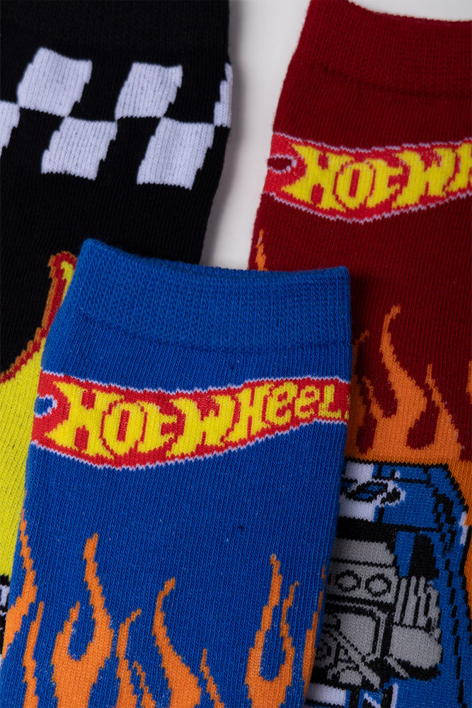 Hot Wheels 3 Pack Socks Black, Blue And Red