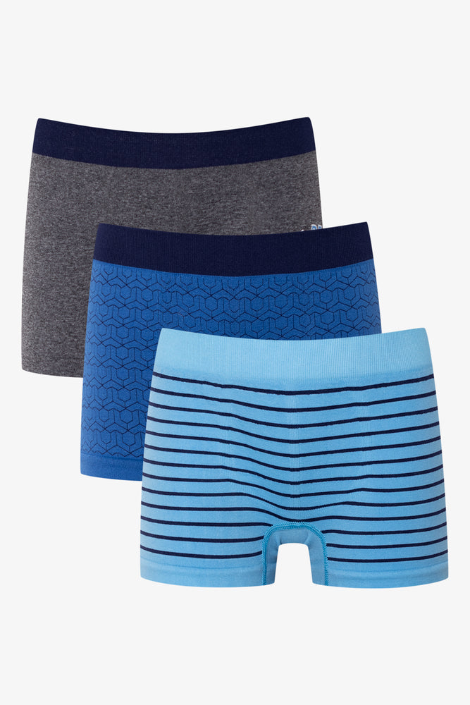 3 Pack Seamless Boxers Dark Grey And Blue