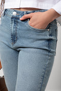 High Rise Slim Leg Denim Jeans Blue (4)
