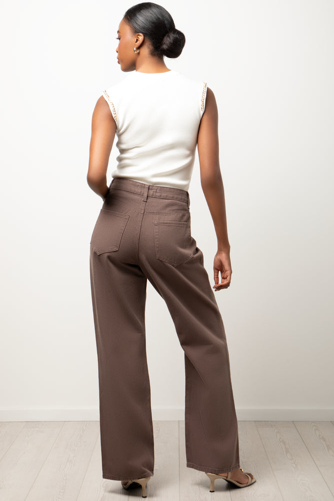 Straight Leg Denim Jeans Brown (3)