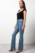 Flare Leg Denim Jeans Blue (2)