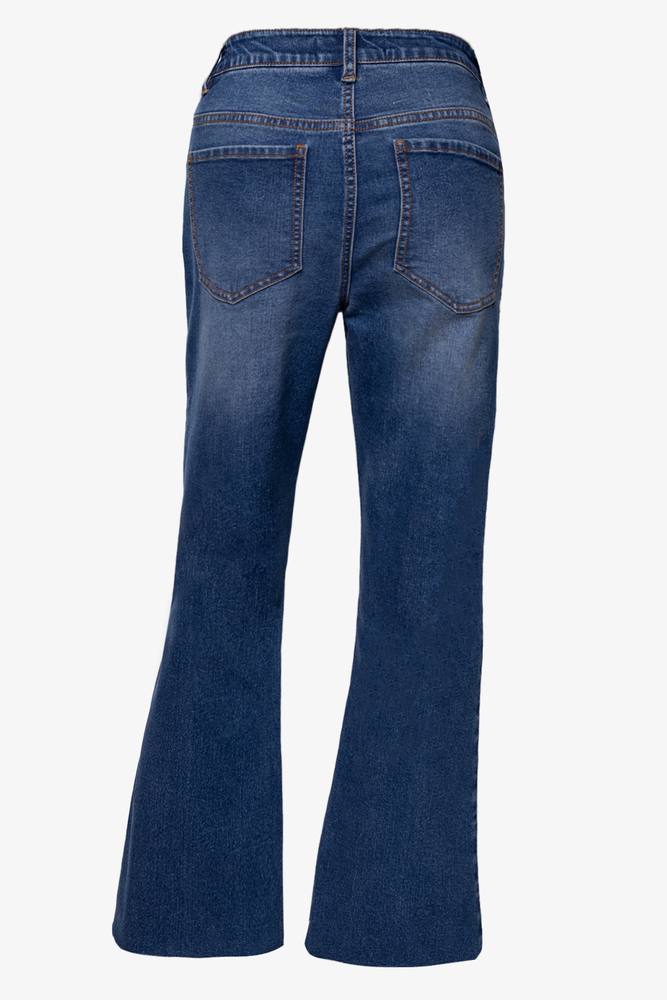 Cropped Flare Denim Jeans Blue