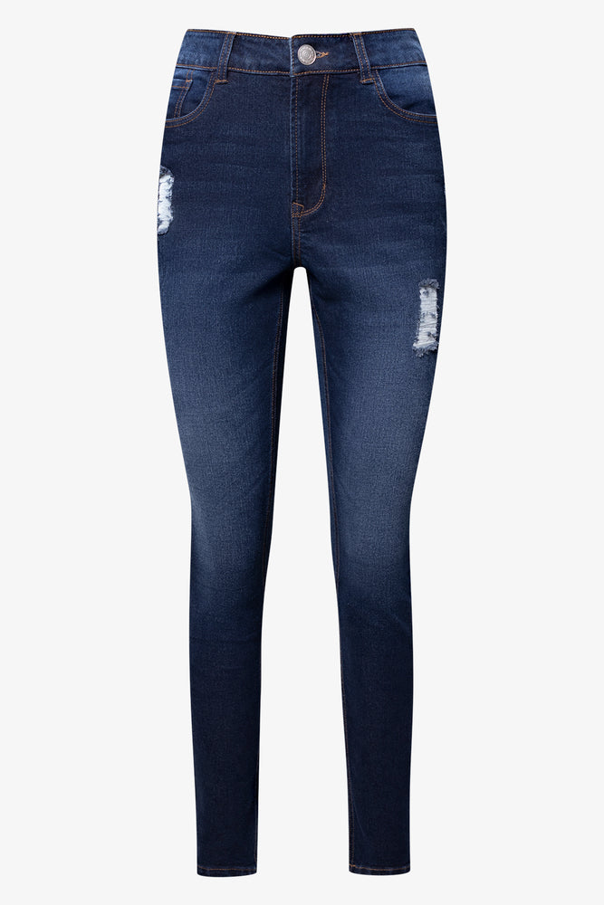 Distressed Skinny Denim Jean Blue