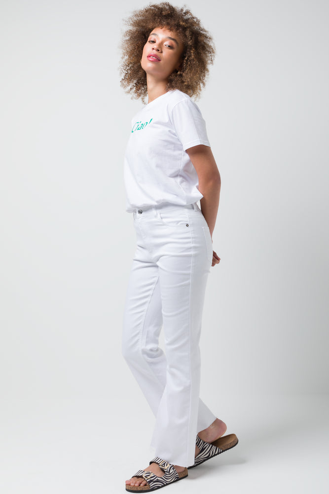 Flare Leg Denim Jeans White (2)