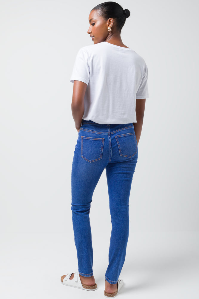 Ripped Knee Skinny Denim Jean Blue (3)