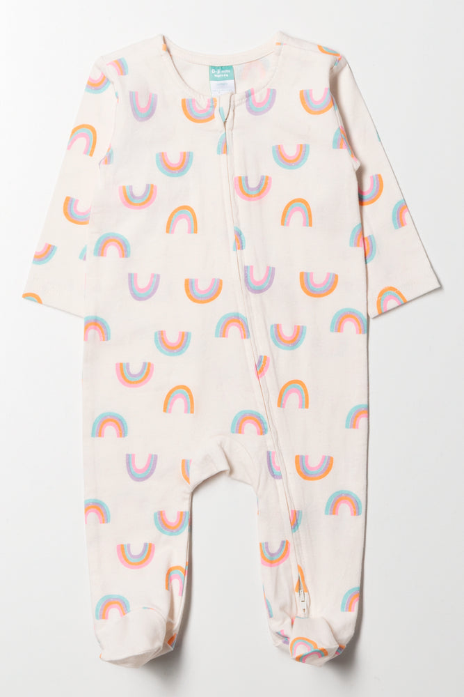 Rainbow Babygrow White