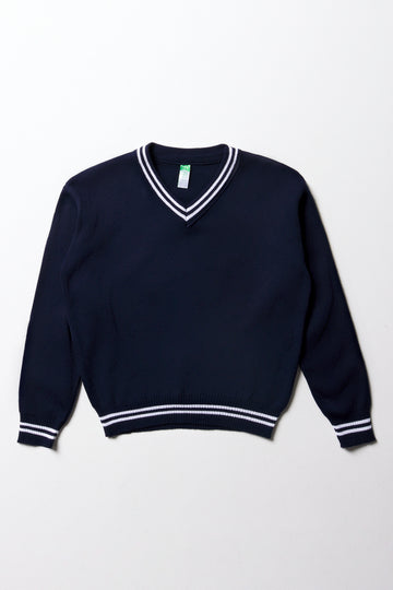 Unisex Long Sleeved Jersey Striped Navy White