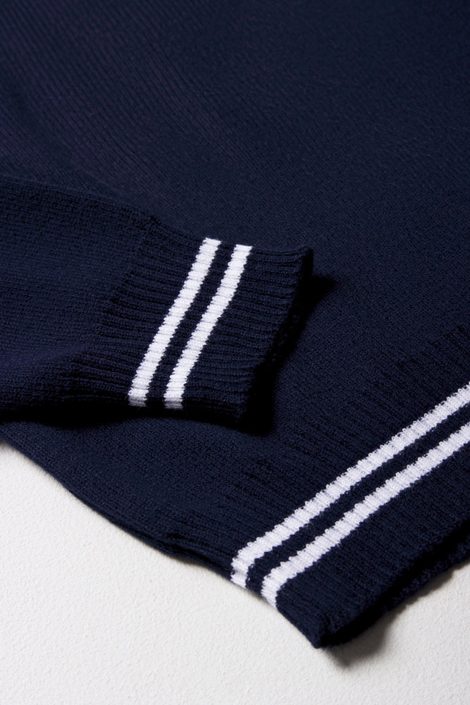 Unisex Long Sleeved Jersey Striped Navy White (1)