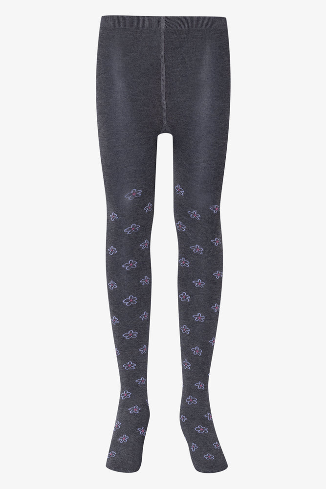 2 Pack Floral Tights Burgundy And Dark Grey (2)