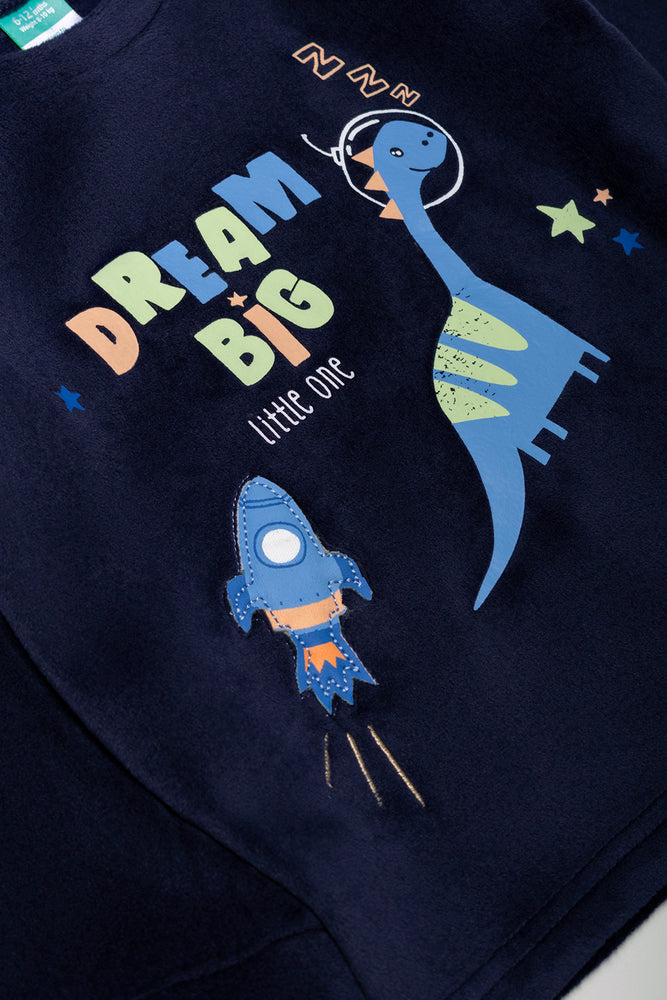 Dinos In Space Island Fleece Pyjama Navy (1)