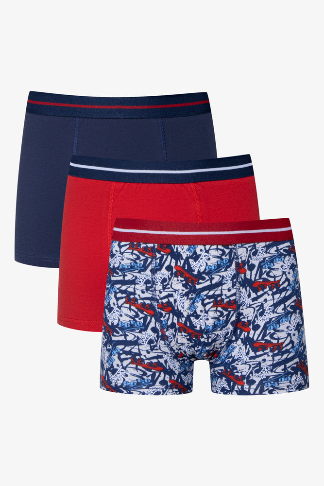 3 Pack Knit Boxer Red And Navy