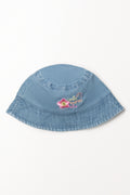 Flower Denim Bucket Hat Blue