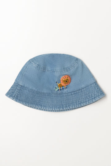 Lion Denim Bucket Hat Blue