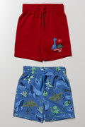 2 Pack Knit Shorts Red And Black