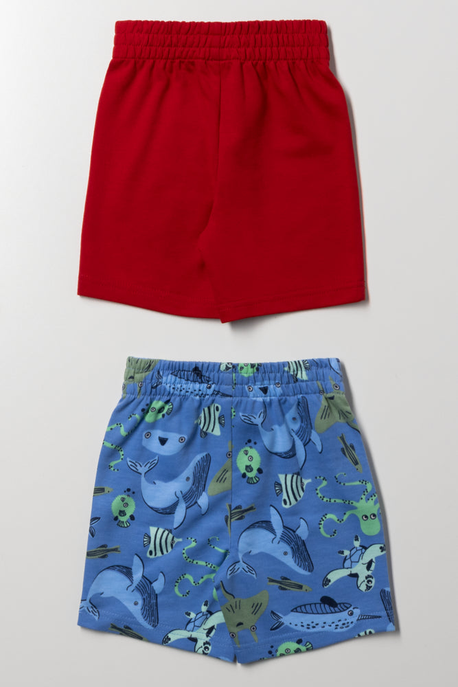 2 Pack Knit Shorts Red And Black (2)