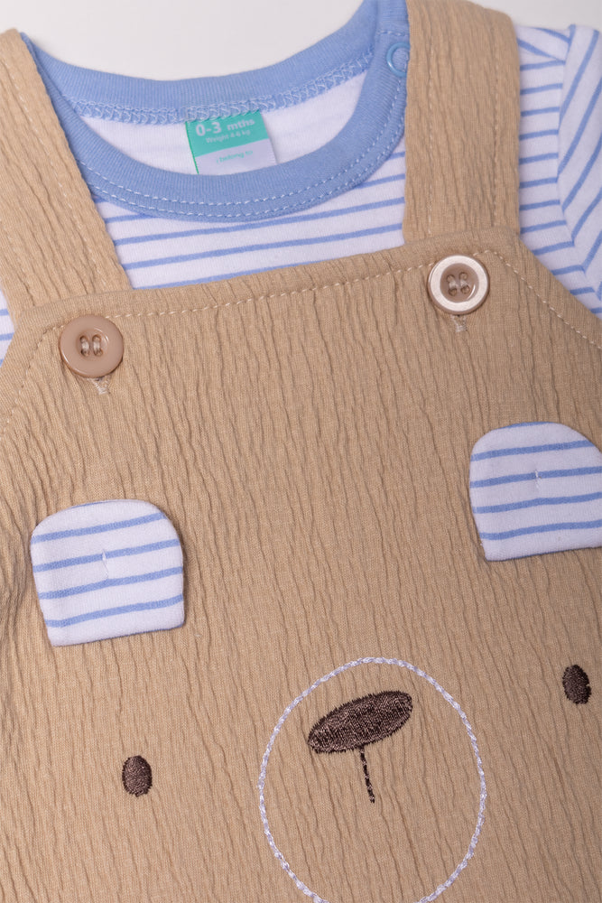 Bear Dungaree Set Natural (1)