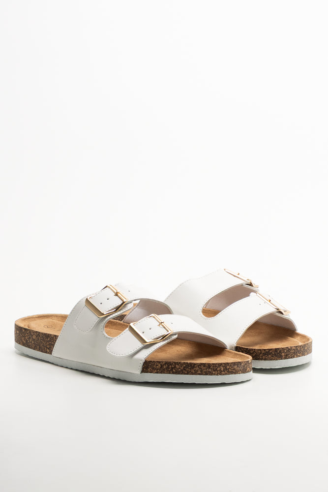 Double Strap Footbed Sandal White
