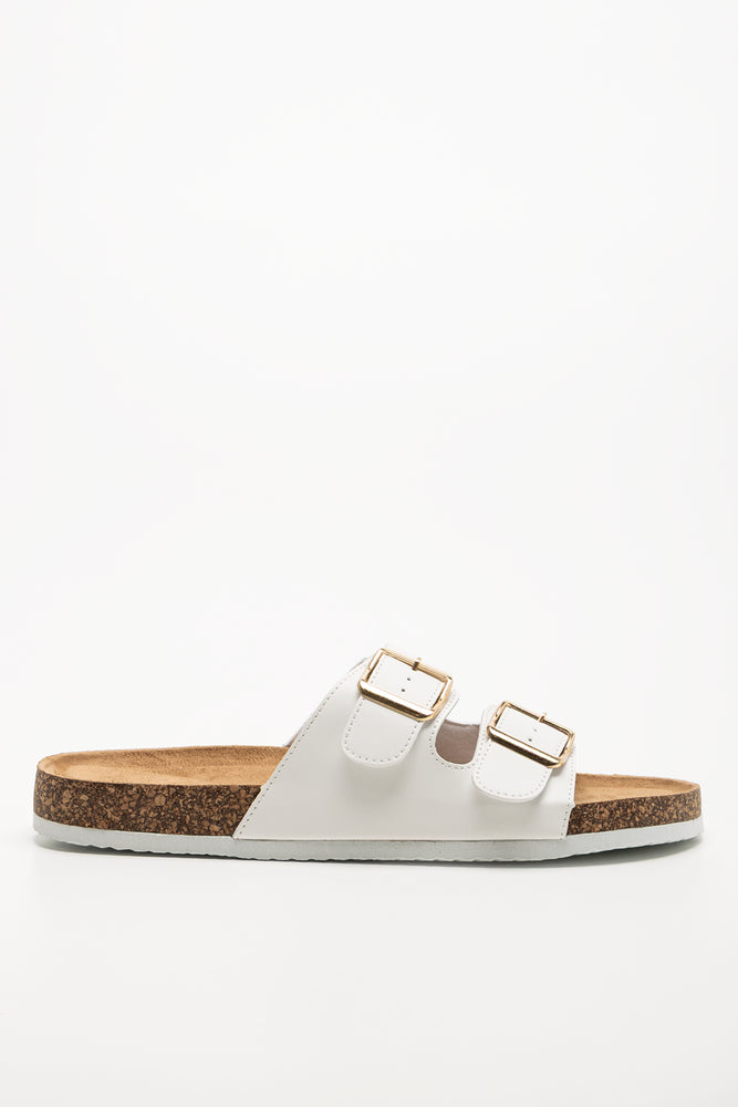 Double Strap Footbed Sandal White