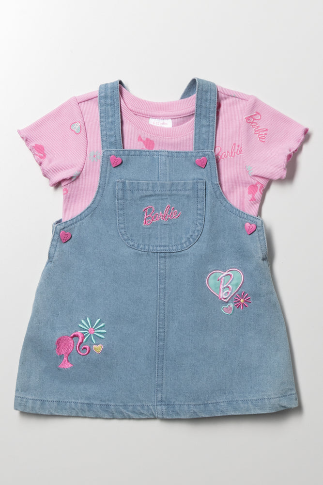 Barbie Pinafore Set Denim & Pink