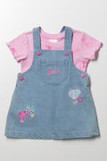 Barbie Pinafore Set Denim & Pink