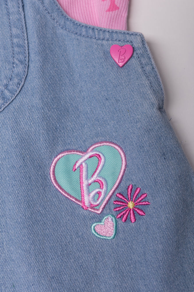 Barbie Pinafore Set Denim & Pink (2)