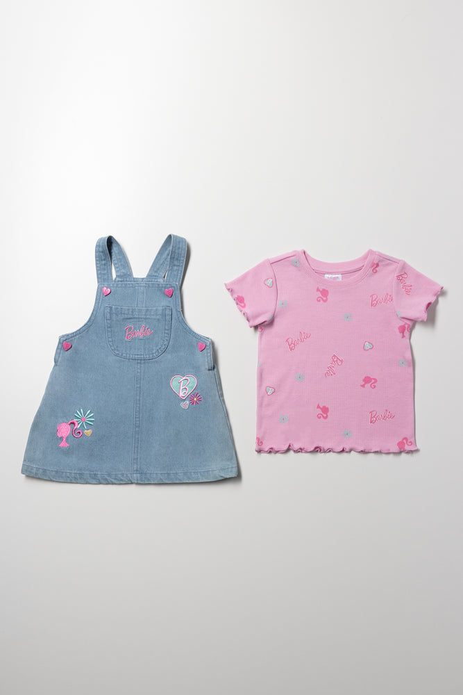 Barbie Pinafore Set Denim & Pink (3)