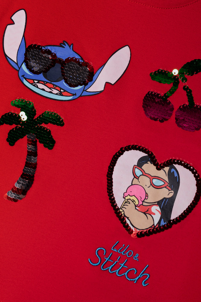Lilo And Sitich Short Sleeve T-Shirt Red