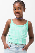 Check Seamless Vest Aqua