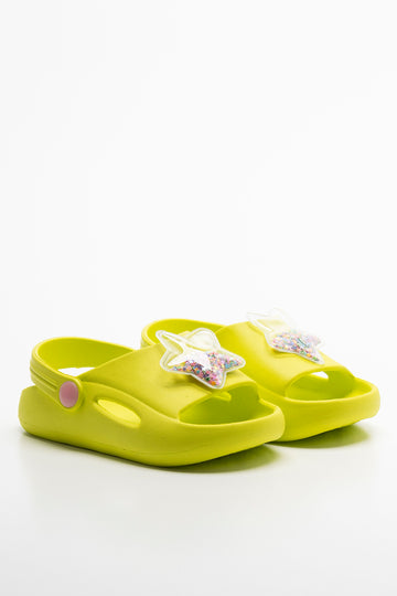 Star Glitter Slides Green