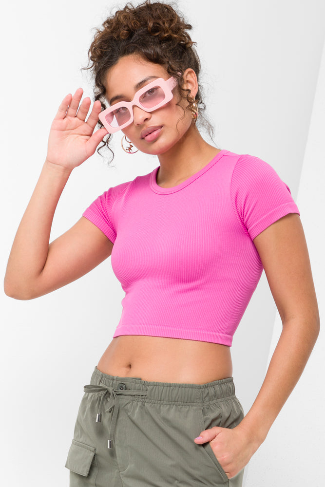 Seamless Cropped T-Shirt Pink